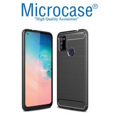 Microcase Samsung Galaxy M51 Brushed Carbon Fiber Silikon Kılıf - Siyah