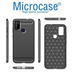 Microcase Samsung Galaxy M51 Brushed Carbon Fiber Silikon Kılıf - Siyah
