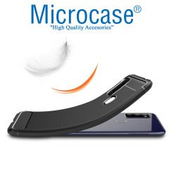 Microcase Samsung Galaxy M51 Brushed Carbon Fiber Silikon Kılıf - Siyah