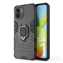 Microcase Xiaomi Poco C50 / Redmi A1 Plus Batman Serisi Yüzük Standlı Armor Kılıf - Siyah AL3349
