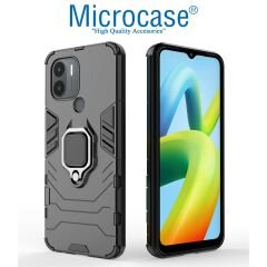 Microcase Xiaomi Poco C50 / Redmi A1 Plus Batman Serisi Yüzük Standlı Armor Kılıf - Siyah AL3349