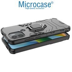 Microcase Xiaomi Poco C50 / Redmi A1 Plus Batman Serisi Yüzük Standlı Armor Kılıf - Siyah AL3349