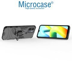 Microcase Xiaomi Poco C50 / Redmi A1 Plus Batman Serisi Yüzük Standlı Armor Kılıf - Siyah AL3349