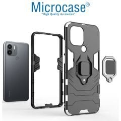 Microcase Xiaomi Poco C50 / Redmi A1 Plus Batman Serisi Yüzük Standlı Armor Kılıf - Siyah AL3349