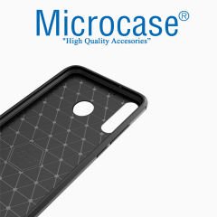 Microcase Huawei P40 Lite E Brushed Carbon Fiber Silikon Kılıf - Siyah