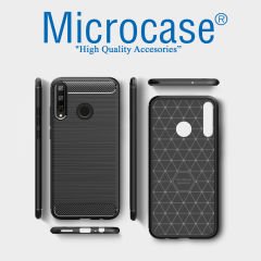 Microcase Huawei P40 Lite E Brushed Carbon Fiber Silikon Kılıf - Siyah