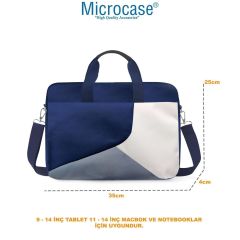 Microcase Vorcom SXPro 10.1 inch için Tablet Çantası 2 Bölmeli AL4228 Lacivert Gri Krem