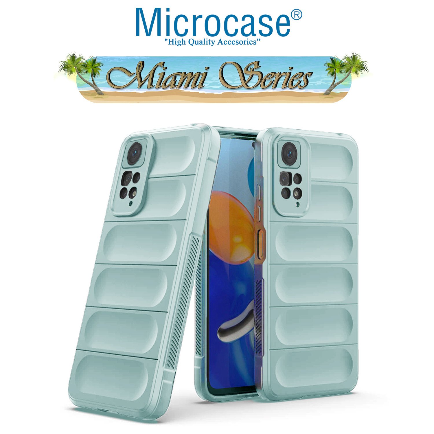 Microcase Xiaomi Redmi Note 11 Çin Versiyon Miami Serisi Darbeye Dayanıklı Silikon Kılıf - Açık Mavi