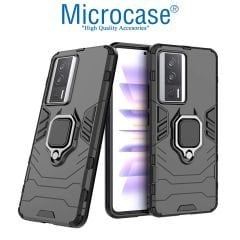 Microcase Xiaomi Redmi K60 / K60 Pro Batman Serisi Yüzük Standlı Armor Kılıf - Siyah AL3349