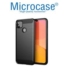 Microcase Xiaomi Redmi 9C Brushed Carbon Fiber Silikon Kılıf - Siyah