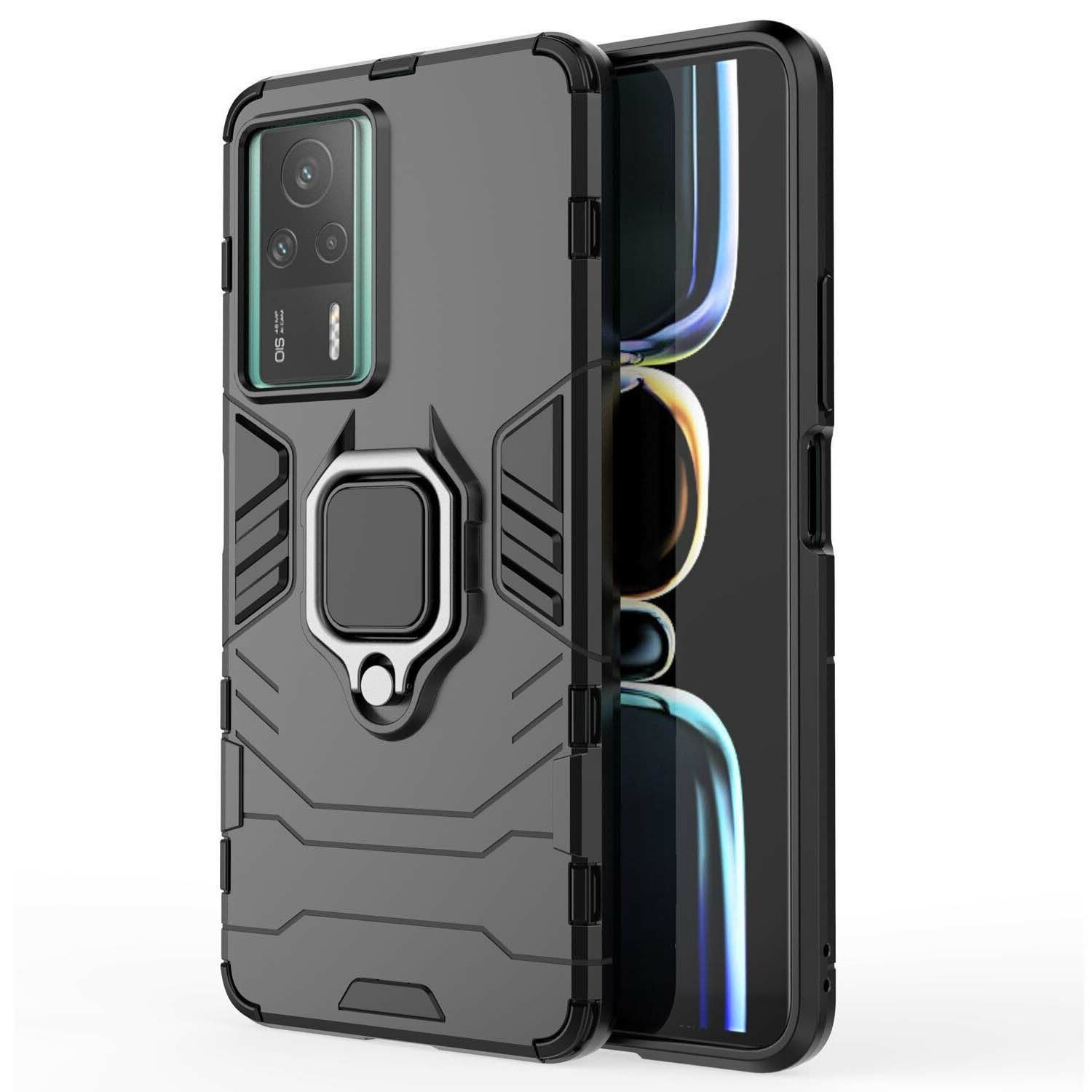 Microcase Xiaomi Redmi K60E Batman Serisi Yüzük Standlı Armor Kılıf - Siyah AL3349