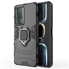 Microcase Xiaomi Redmi K60E Batman Serisi Yüzük Standlı Armor Kılıf - Siyah AL3349