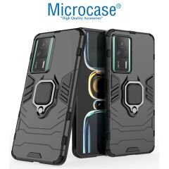 Microcase Xiaomi Redmi K60E Batman Serisi Yüzük Standlı Armor Kılıf - Siyah AL3349