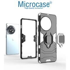 Microcase OnePlus 11R / OnePlus Ace 2 Batman Serisi Yüzük Standlı Armor Kılıf - Siyah AL3349