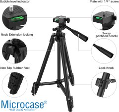 Microcase 3 Ayak Sabitleyici Alüminyum Cep Telefonu Kamera Tripodu 102 cm 3120A - AL3120 SİYAH