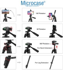 Microcase 3 Ayak Sabitleyici Alüminyum Cep Telefonu Kamera Tripodu 102 cm 3120A - AL3120 SİYAH