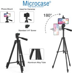 Microcase 3 Ayak Sabitleyici Alüminyum Cep Telefonu Kamera Tripodu 102 cm 3120A - AL3120 SİYAH