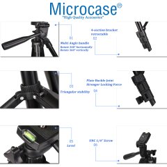 Microcase 3 Ayak Sabitleyici Alüminyum Cep Telefonu Kamera Tripodu 102 cm 3120A - AL3120 SİYAH