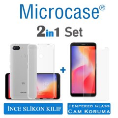 Microcase Xiaomi Redmi 6 İnce 0.2 mm Soft Silikon Kılıf +Tempered