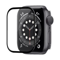 Microcase Apple Watch Series 9 41mm Tam Kaplayan Kavisli Ekran Koruyucu 3D Pet Film - Siyah AL3385