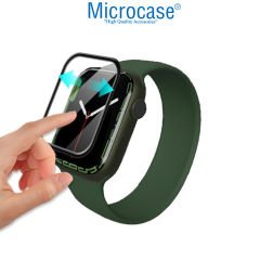 Microcase Apple Watch Series 9 45mm Tam Kaplayan Kavisli Ekran Koruyucu 3D Pet Film - Siyah AL3385