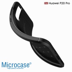 Huawei P20 Pro Leather Effect Tpu Silikon Kılıf + Tempered Cam