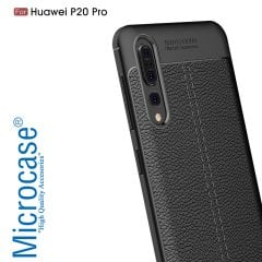 Huawei P20 Pro Leather Effect Tpu Silikon Kılıf + Tempered Cam