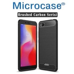 Microcase Xiaomi Redmi 6A Brushed CarbonFiberSilikonTPU Kılıf+CAM