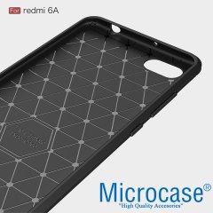 Microcase Xiaomi Redmi 6A Brushed CarbonFiberSilikonTPU Kılıf+CAM