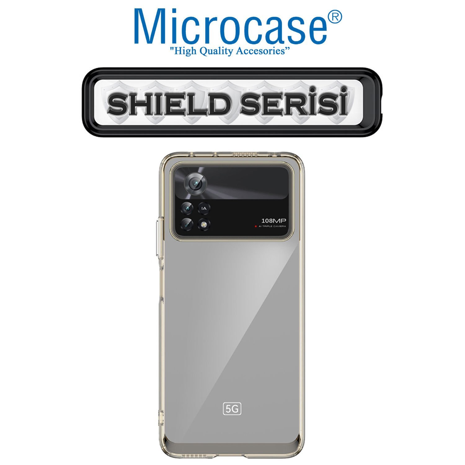 Microcase Xiaomi Poco X4 Pro 5G Shield Serisi Darbeye Dayanıklı Köşe Korumalı Yarı Esnek Plastik TPU Kılıf - Füme