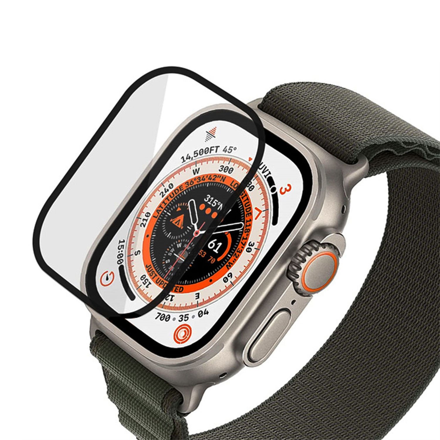 Microcase Apple Watch Ultra 2 Tam Kaplayan Kavisli Ekran Koruyucu 3D Pet Film - Siyah AL3385