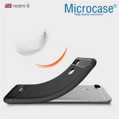 Microcase Xiaomi Redmi 6 Brushed CarbonFiber SilikonTPU Kılıf+CAM