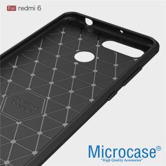 Microcase Xiaomi Redmi 6 Brushed CarbonFiber SilikonTPU Kılıf+CAM