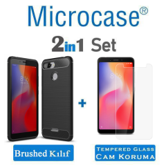 Microcase Xiaomi Redmi 6 Brushed CarbonFiber SilikonTPU Kılıf+CAM