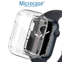 Microcase Apple Watch 7 41 mm Önü Kapalı Tasarım Silikon Kılıf - Şeffaf