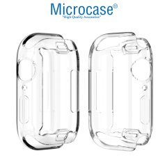 Microcase Apple Watch 7 41 mm Önü Kapalı Tasarım Silikon Kılıf - Şeffaf