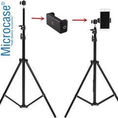 Microcase 3 Ayak Sabitleyici Alüminyum Cep Telefonu Kamera DSLR Tripodu 201 cm - AL2496 SİYAH