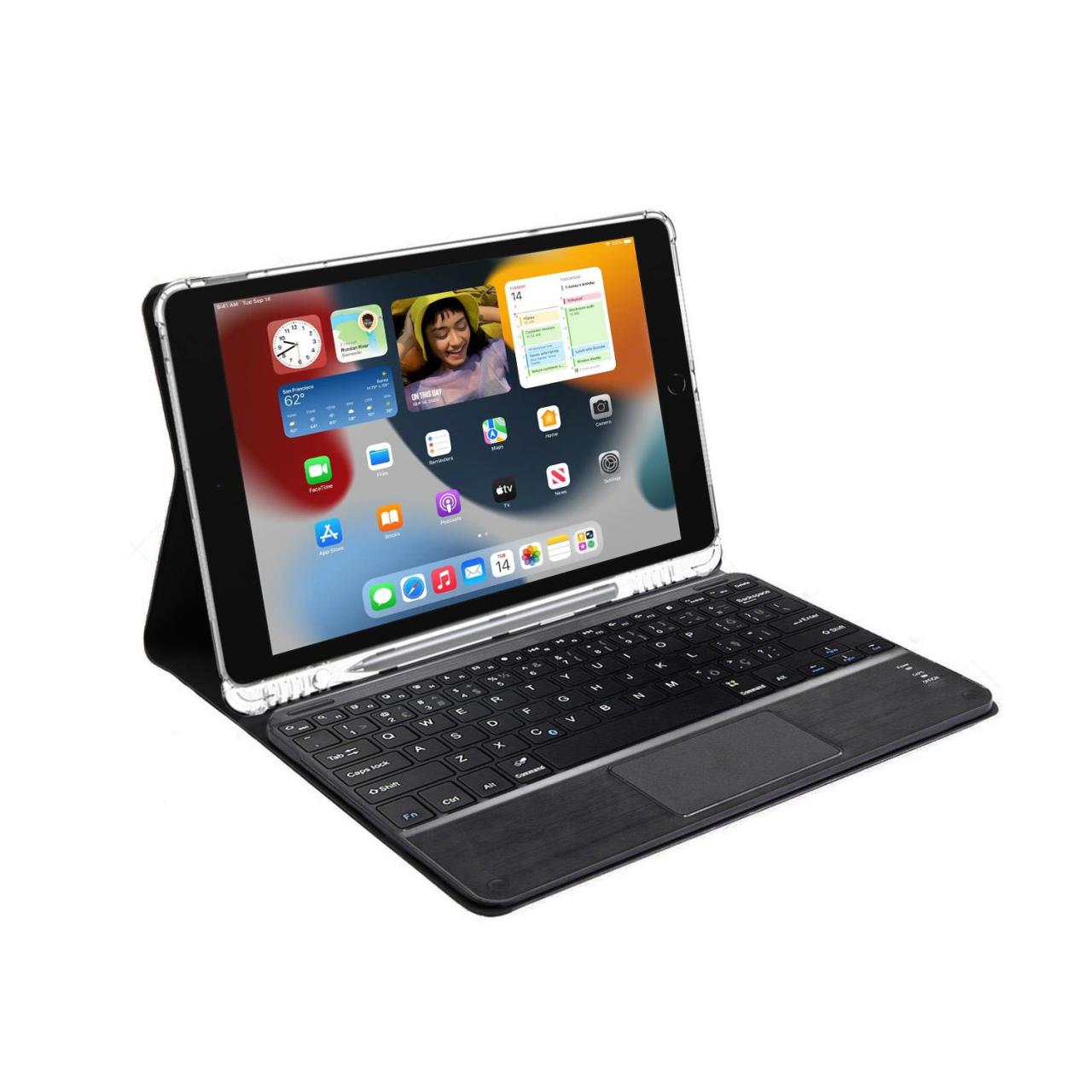 iPad 8.Nesil 10.2 2020 Bluetooth Touchpad Klavyeli Kalem Koymalı Kılıf - BKK10