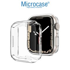 Microcase Apple Watch 7 45 mm Önü Kapalı Tasarım Silikon Kılıf - Şeffaf