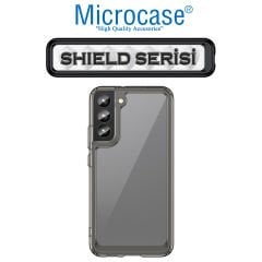 Microcase Samsung Galaxy S22 Shield Serisi Darbeye Dayanıklı Köşe Korumalı Yarı Esnek Plastik TPU Kılıf - Füme