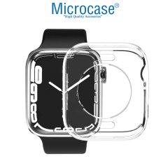 Microcase Apple Watch 7 41 mm Önü Açık Tasarım Silikon Kılıf - Şeffaf