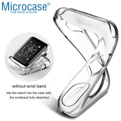 Microcase Apple Watch 7 41 mm Önü Açık Tasarım Silikon Kılıf - Şeffaf