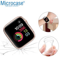 Microcase Apple Watch 7 41 mm Önü Açık Tasarım Silikon Kılıf - Şeffaf