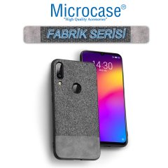 Microcase Meizu Note 9 Fabrik Serisi Kumaş ve Deri Desen Kılıf - Gri