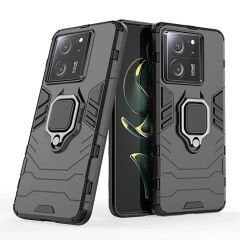 Microcase Xiaomi 13T / 13T Pro / K60 Ultra Batman Serisi Yüzük Standlı Armor Kılıf Siyah -AL3349