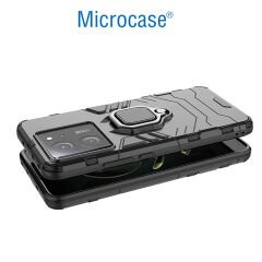 Microcase Xiaomi 13T / 13T Pro / K60 Ultra Batman Serisi Yüzük Standlı Armor Kılıf Siyah -AL3349