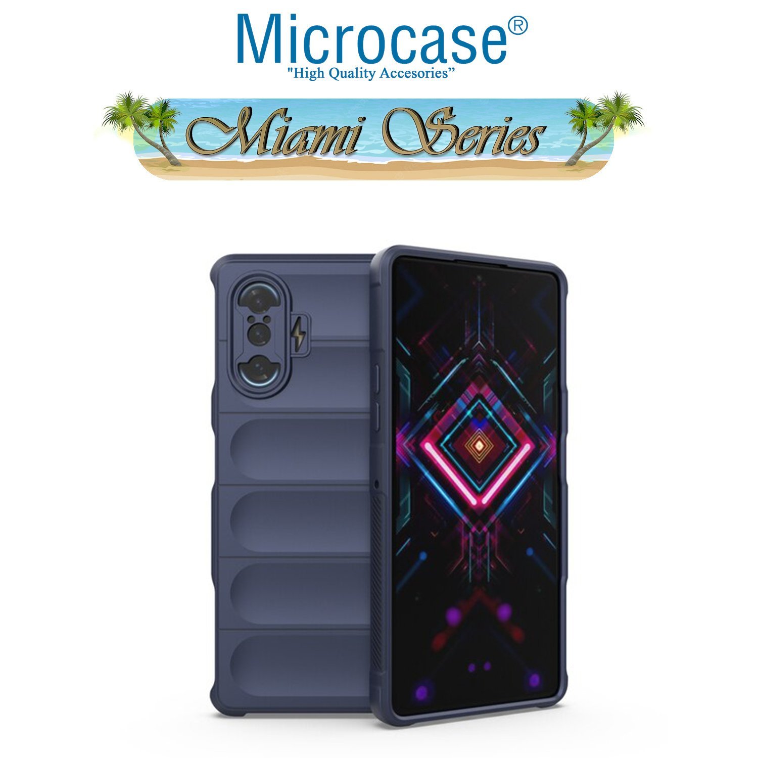 Microcase Xiaomi Redmi K40 Gaming Miami Serisi Darbeye Dayanıklı Silikon Kılıf - Lacivert