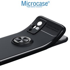 Microcase Vivo V21 Focus Serisi Yüzük Standlı Silikon Kılıf - Siyah