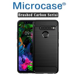 Microcase LG G8S ThinQ Brushed Carbon Fiber Silikon Kılıf - Siyah
