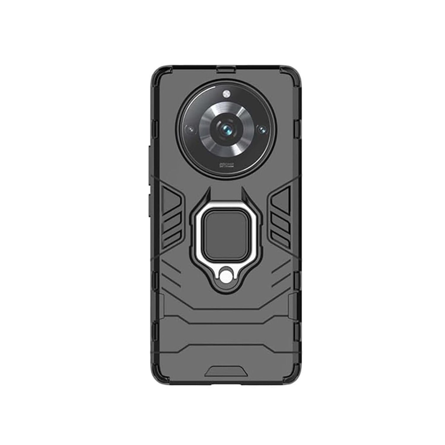 Microcase Realme 11 Pro Plus 5G Batman Serisi Yüzük Standlı Armor Kılıf Siyah -AL3349